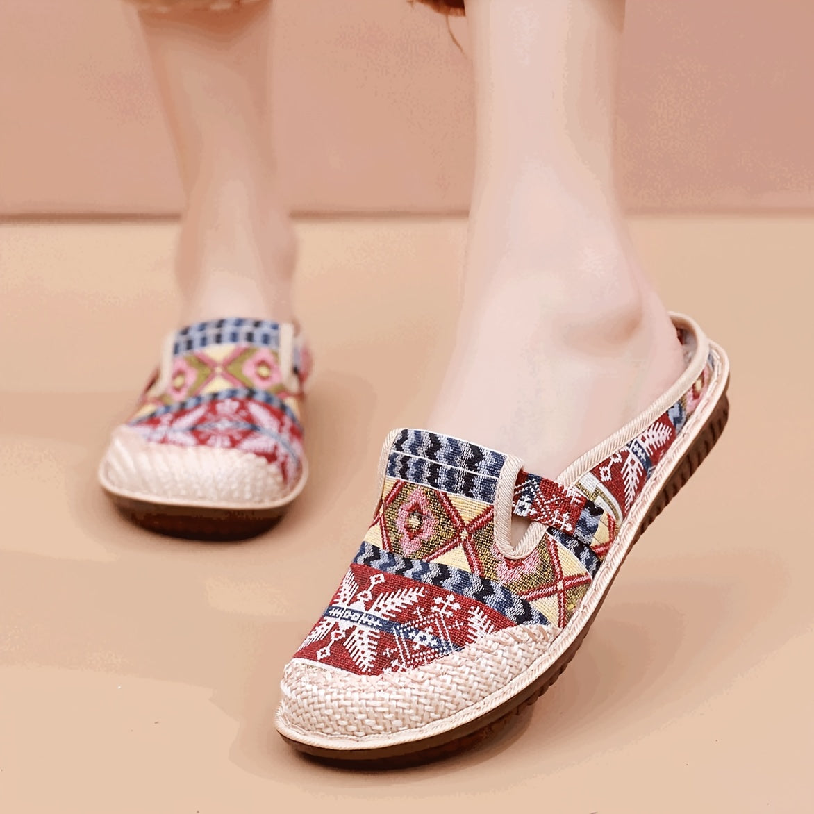 Women's Summer Tribal Style Slip-On Shoes Breathable Fabric All-Season Flowers