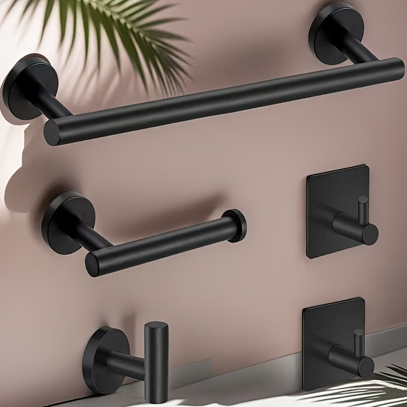Stainless Steel Bathroom Hardware Set Black Gold towel rack toilet paper holder