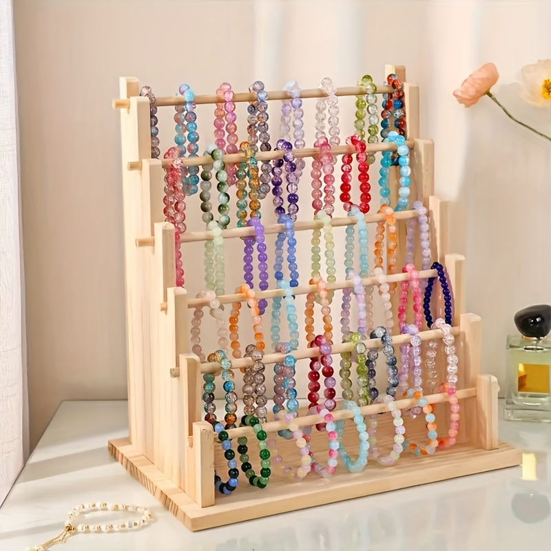 Wooden Jewelry Organizer with Multiple Tiers for Necklaces Bracelets and Earrings