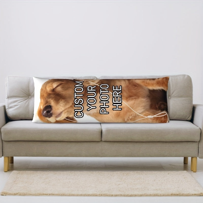 Pet Memorial Pillowcase Double-Sided Photo Hug Pillow Cover Soft Plush 50.8x137.16 cm