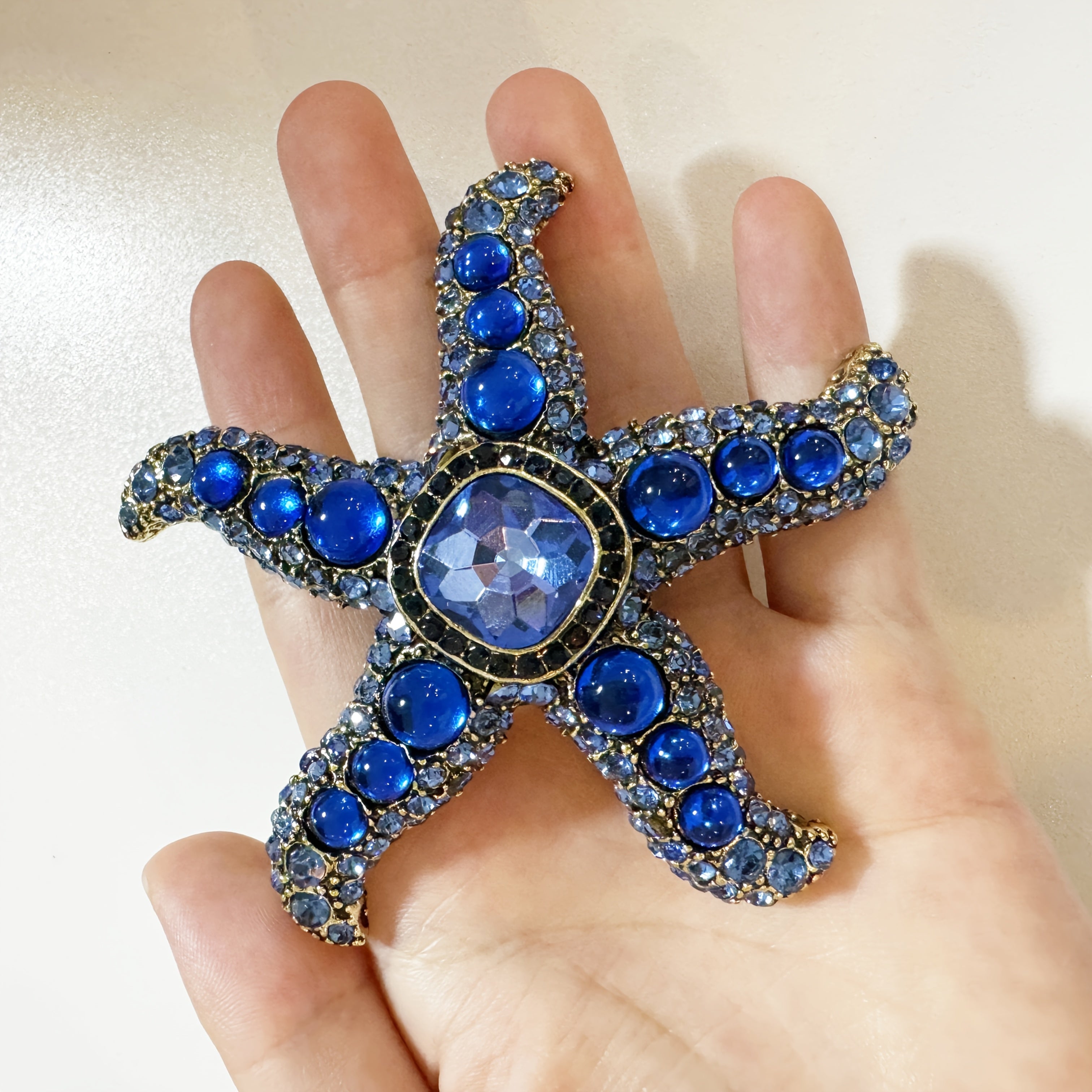 Uniseks Koʻk Rhinestone Yulduzli Baliqchilik Brooch Pin Barok uslubidagi zargarlik buyumlari