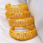 Boho Style Zinc Alloy Open Cuff Bracelet with Middle Eastern 3D Carved Hollow Design for Women