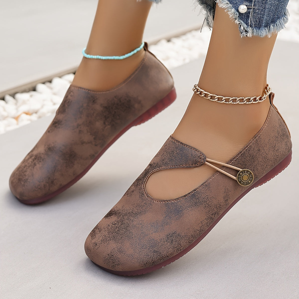 Women's Flat Shoes Slip-On All-Season Solid Color Comfort with TPR Sole