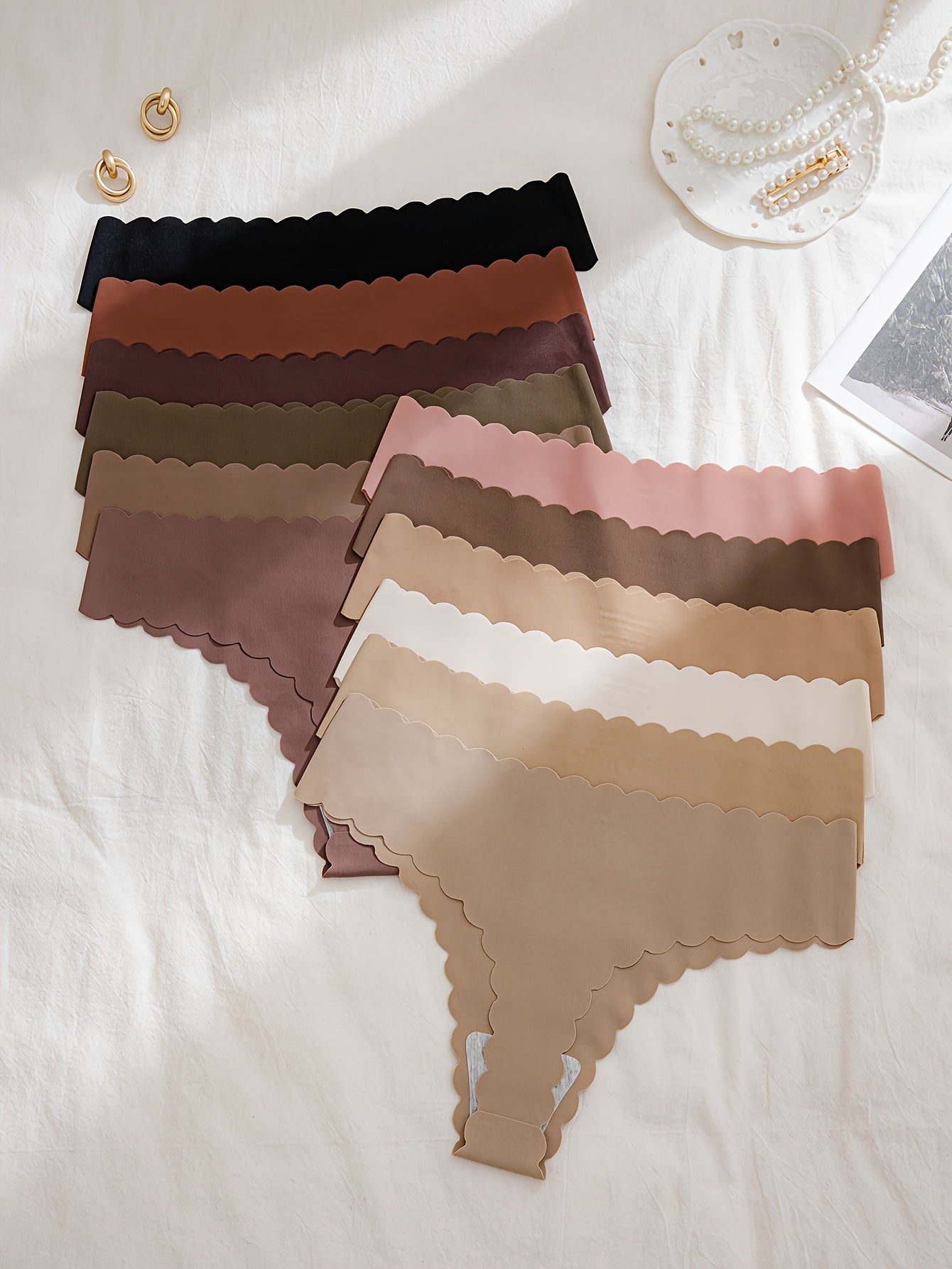 Girls Sunset Color Adhesive Thong Underwear Set 12 Pieces Polyamide