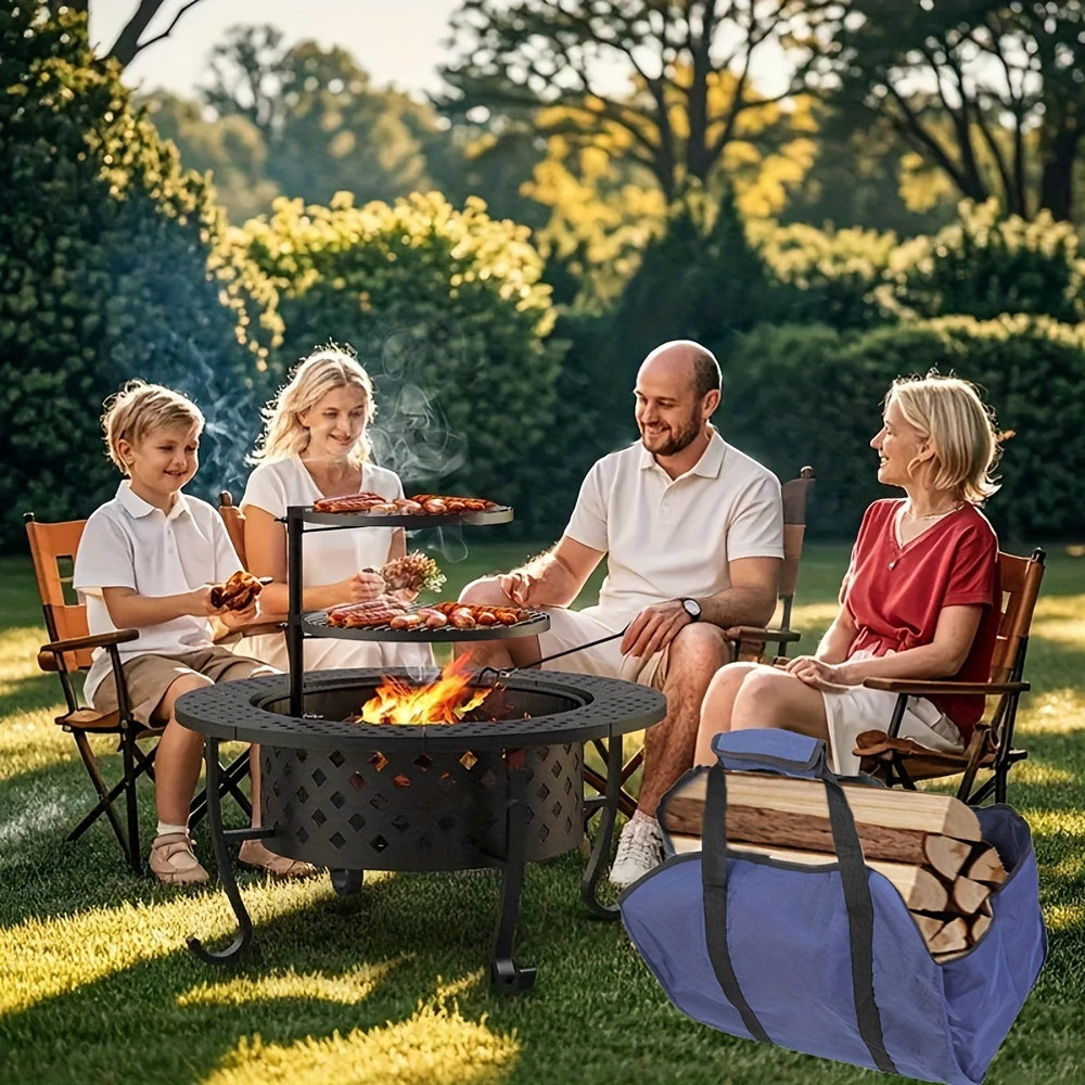 Firewood Bag with Strong Handles, Thick Oxford Fabric, Large Capacity for Fireplace Storage