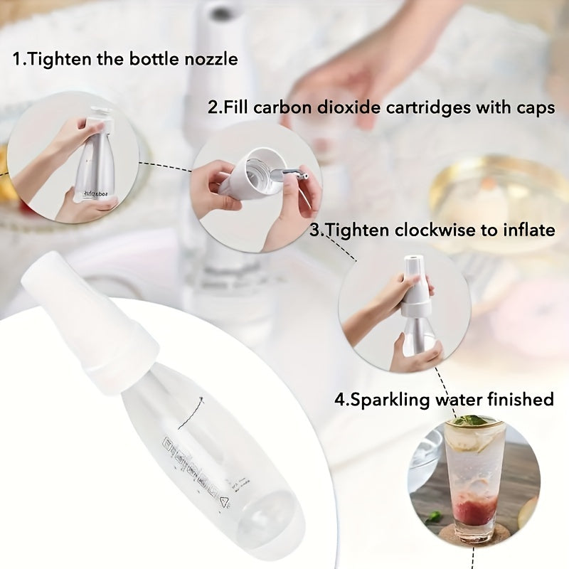 0.98-9.99 L sig‘imi, ikki gaz tizimi, soda, sharbat va gazlangan suv uchun qo‘lda dozator bilan portativ soda tayyorlagich - batareyaga ehtiyoj yo‘q.