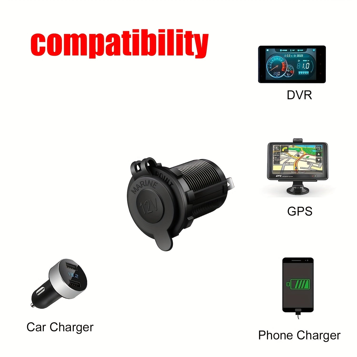 Car Plug Socket Splitter Power Adapter for Car Boat Motorcycle