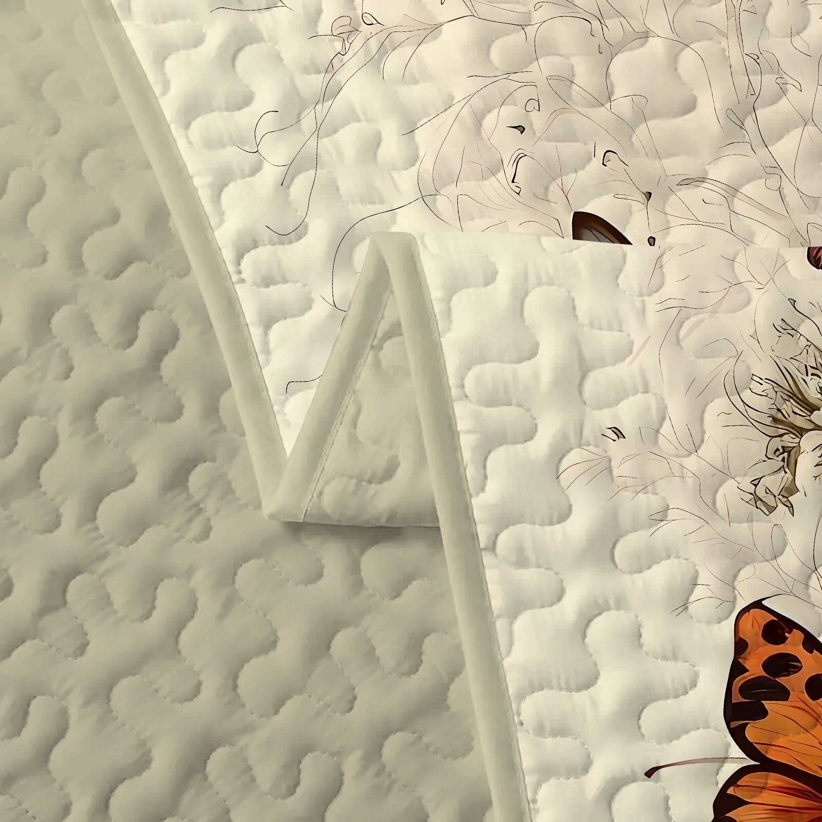 Комплект постельного белья с принтом роз и бабочек - 3 предмета, покрывало и наволочка, мягкий полиэстер, машинная стирка - Идеально для декора спальни