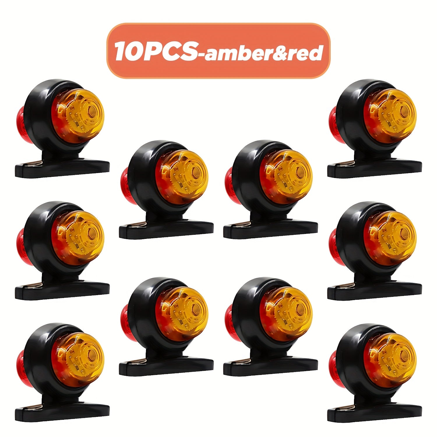 10 dona 12-24V ikki tomonlama avtomobil yuk mashinasining indikator lampalari Qizil Amber Blinker Signal