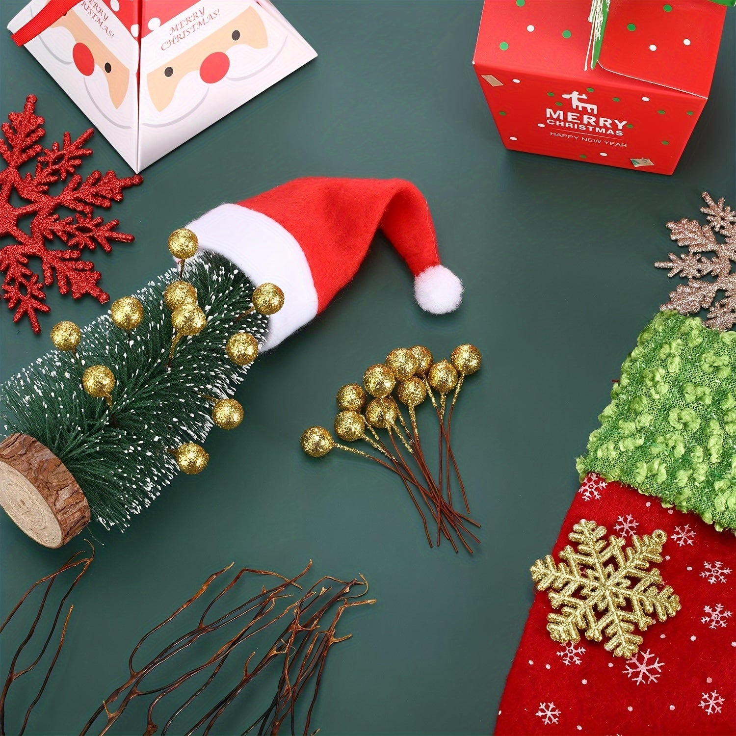 Artificial Holly Berries on Wire for Christmas Decorations 50 Pack