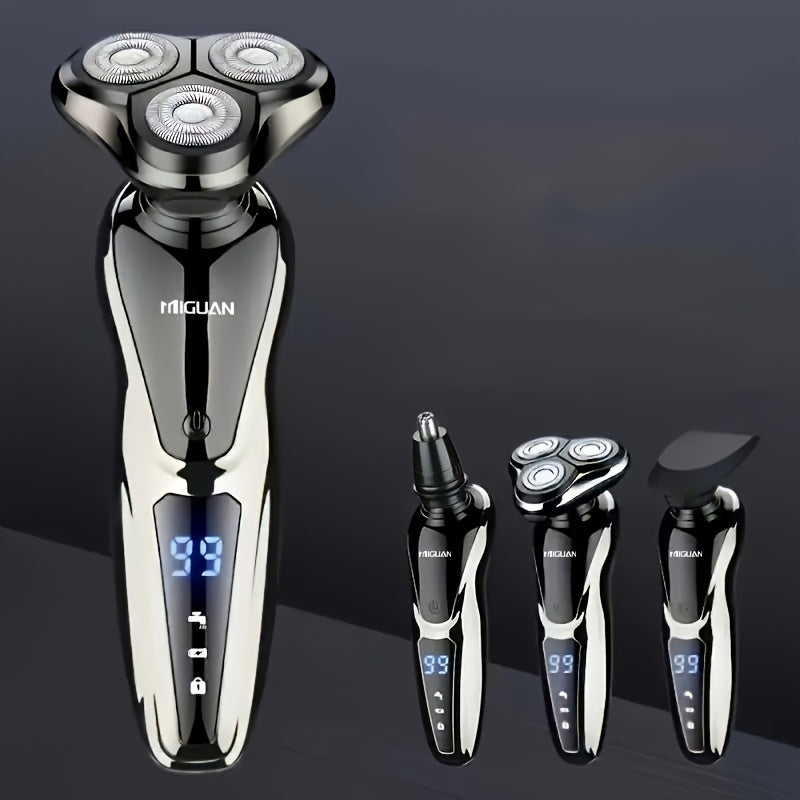 Men's Electric Razor with Nose Hair Trimmer Digital Display Rechargeable Lithium Battery