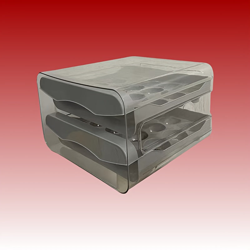 Egg Storage Box Refrigerator Organizer Clear Plastic Double Layer with Handles