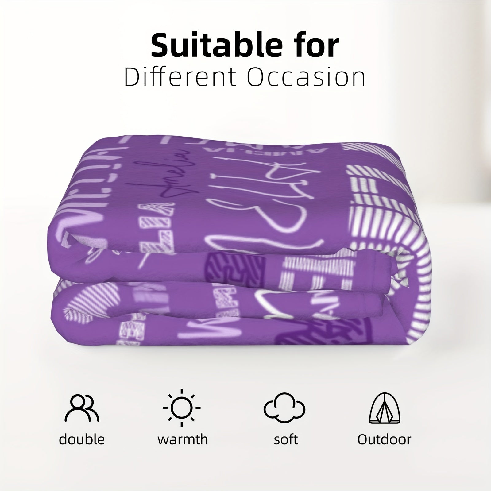 Personalized Flannel Blanket with Custom Name Soft Warm Versatile for All Seasons