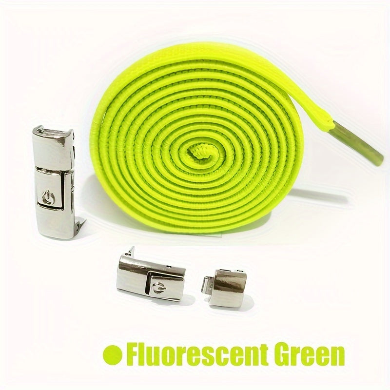 Unisex Elastic Flat Shoelaces With Metal Buckles No Tie Shoe Accessories