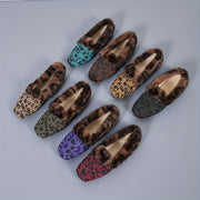 Women’s Leopard Print Plush Slippers Warm Faux Fur Indoor Shoes