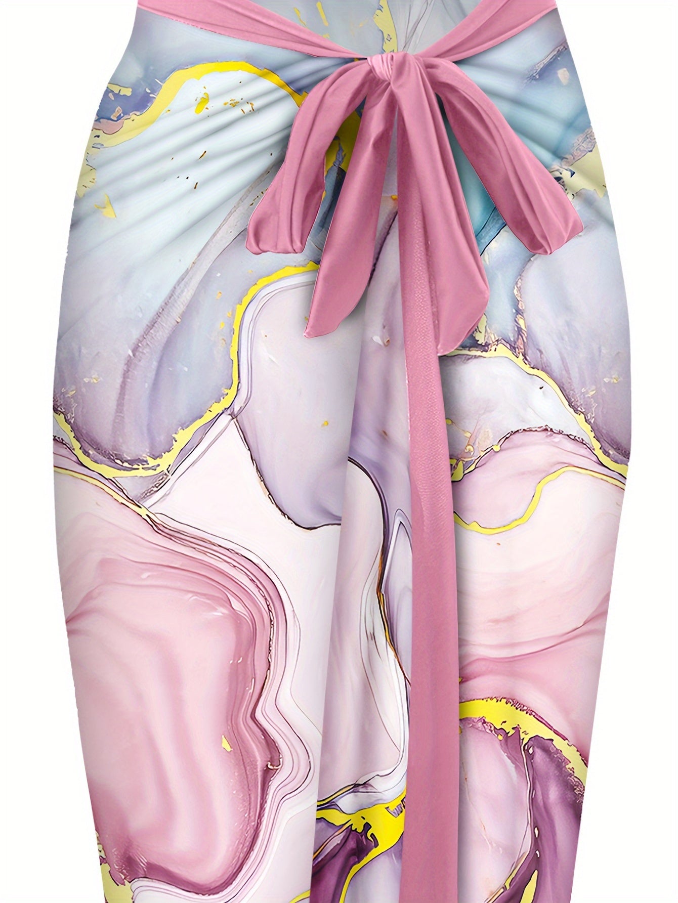 Комплект боди и обертки из мраморного океанского золота с завитком