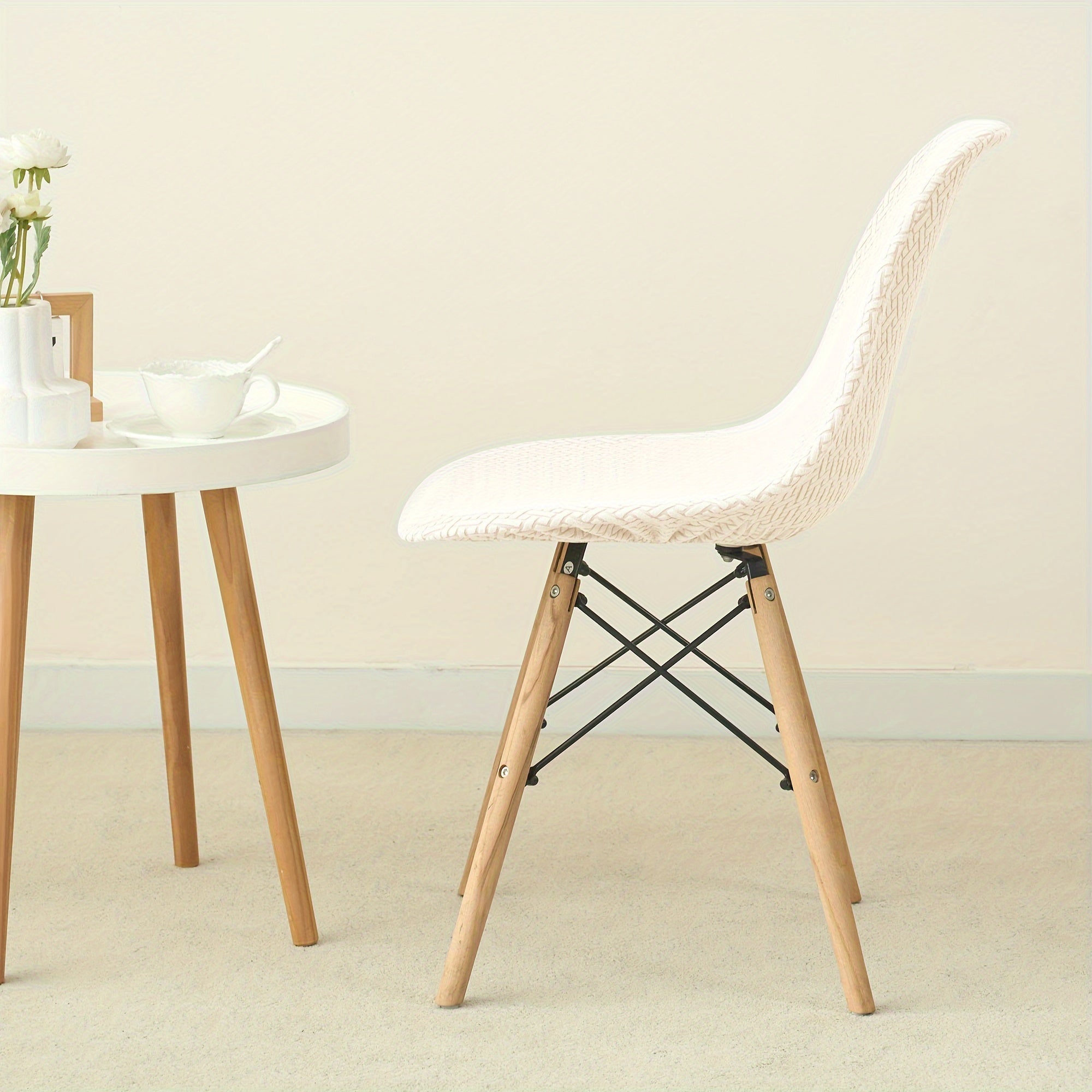 6 Pack Stretch Polyester Spandex Chair Covers for Dining Chairs Slipcovers with Elastic Band and Grip for Home Hotel