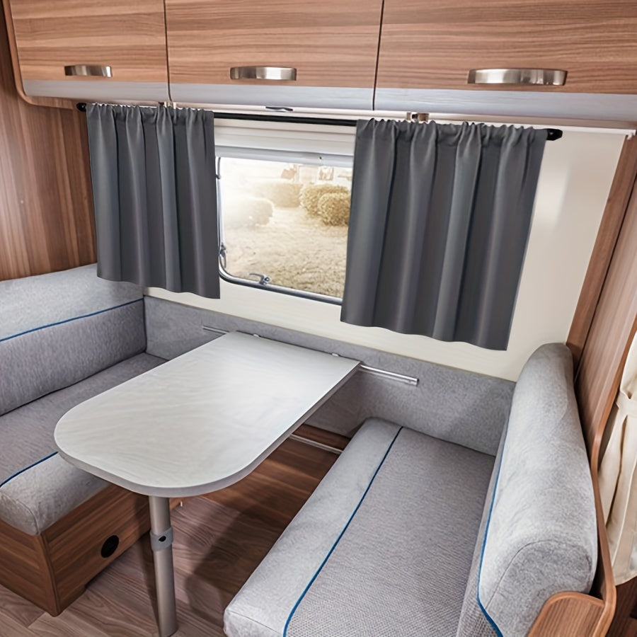 2-to'plam RV oynasi pardasi qoraqog'oz issiqlik izolyatsiyasi maxfiyati qisqa pardalar kulrang