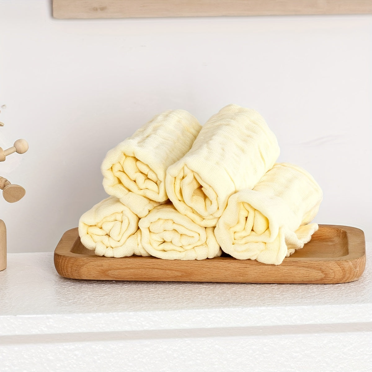 Set of 5 Cotton Muslin Washcloths Reusable Face Towels and Wipes