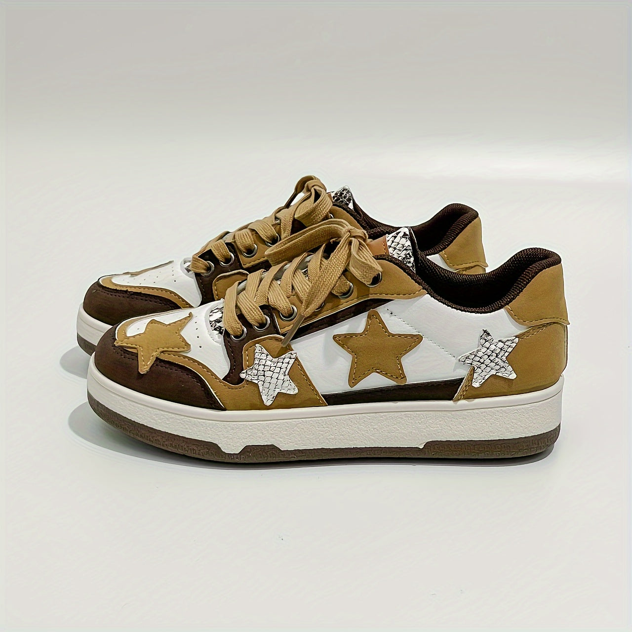 Women’s Star-Theme Low-Top Sneakers Breathable Lace-Up Canvas Casual Shoes