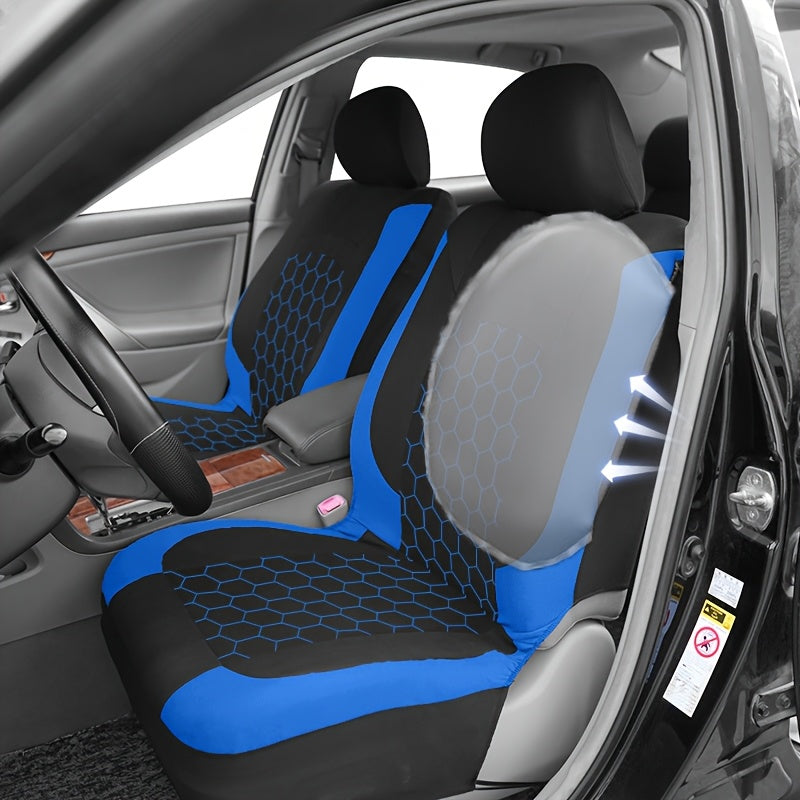 Universal Car Seat Covers Black Red Woven Polyester Durable Pack of 2