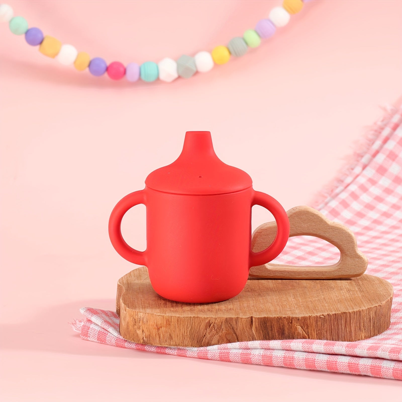 Children's Silicone Drinking Cup Double Handle Baby Food Water Bottle