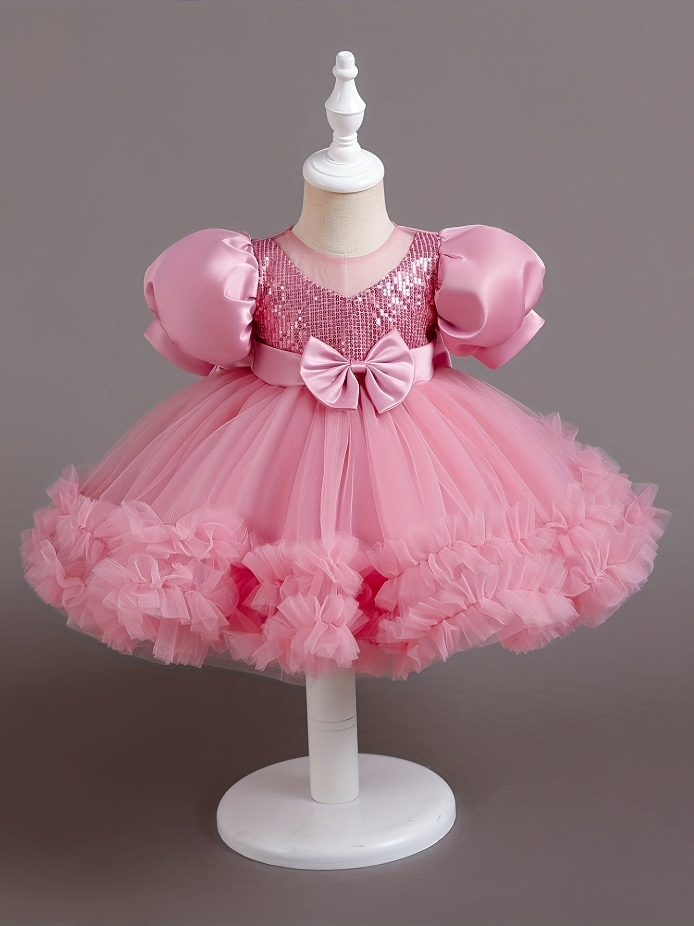 Girls Sequin Tutu Dress for Birthday Party with Ruffle Mesh Skirt and Belt
