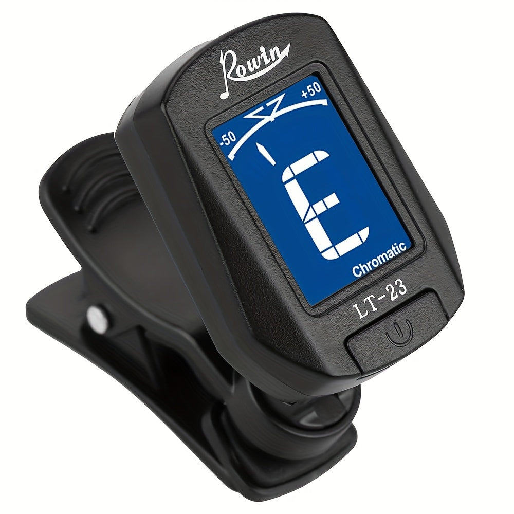 Chromatic Clip-On Guitar Tuner for Acoustic Electric Instruments Black ABS Battery Powered