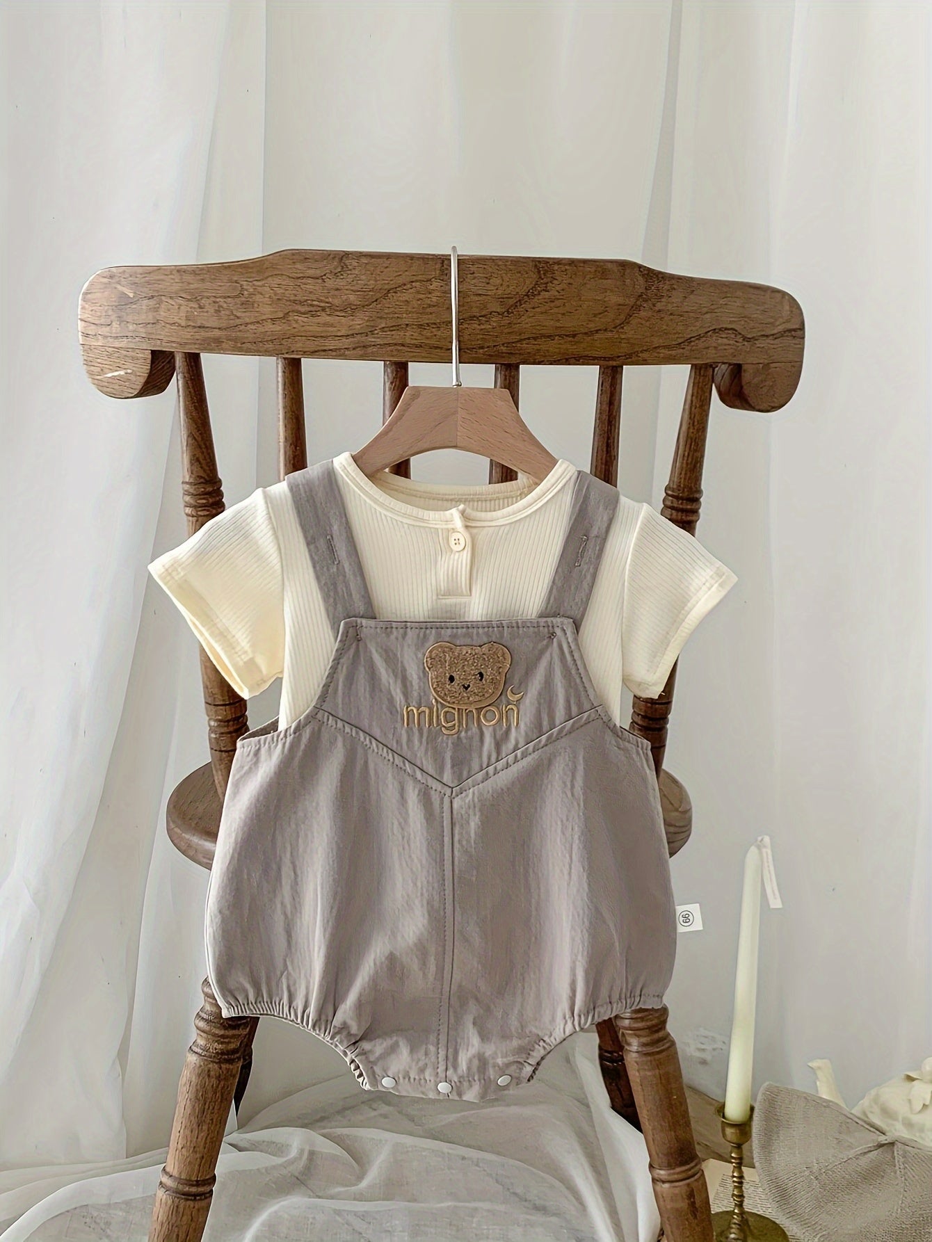 Baby Boys Summer Korean Style Short Sleeve Diaper Cover Two-Piece Set Cotton Solid