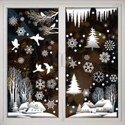 Christmas Forest Snow House Window Sticker Set with 74 Pieces for Holiday Decor