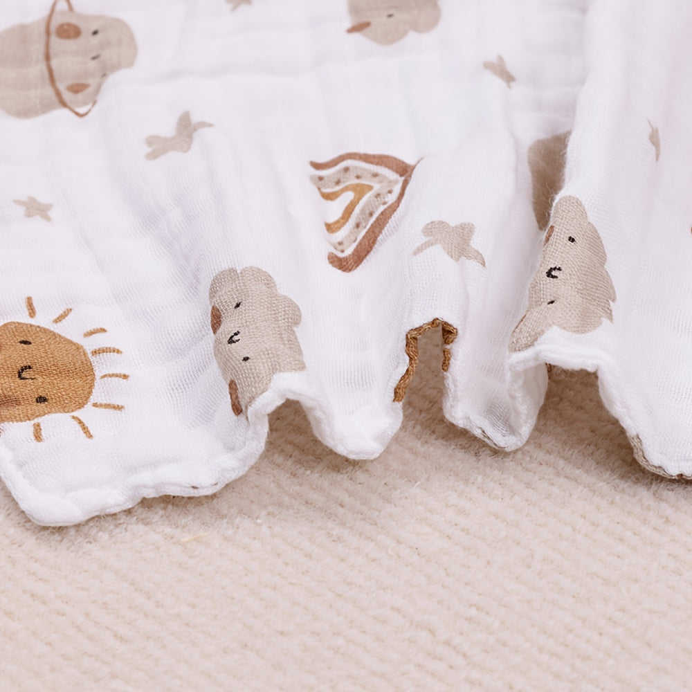 Set of 5 Bamboo Muslin Square Towels Soft Baby Face Cloths Burp Cloths