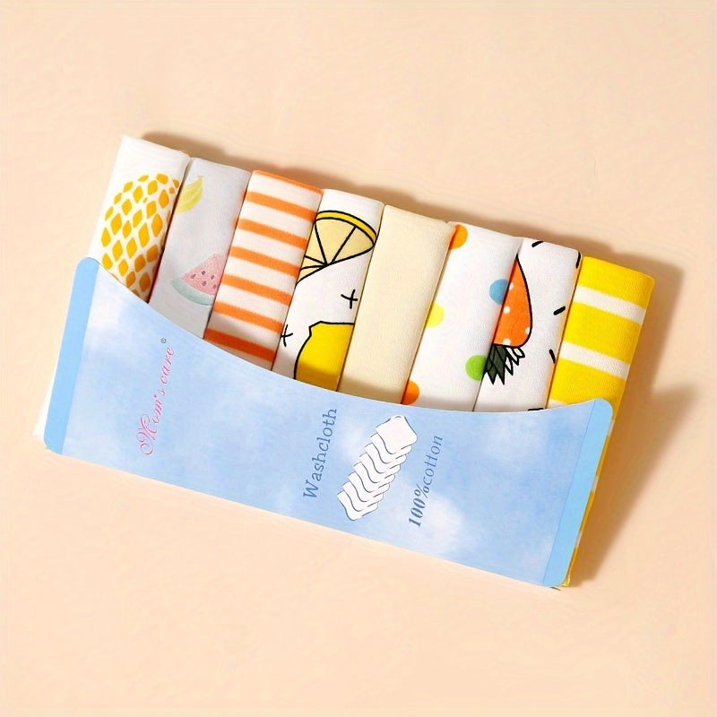 Set of 8 Baby Towels and Washcloths Soft Cotton Baby Bath Cloths and Face Towels for Newborns and Toddlers