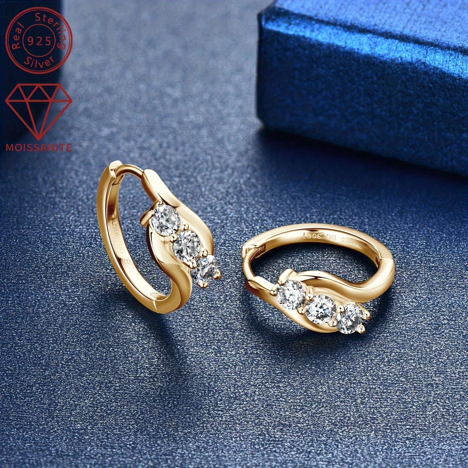 Sterling Silver Hoop Earrings 0.6ct Moissanite 3mm Jewelry Gift