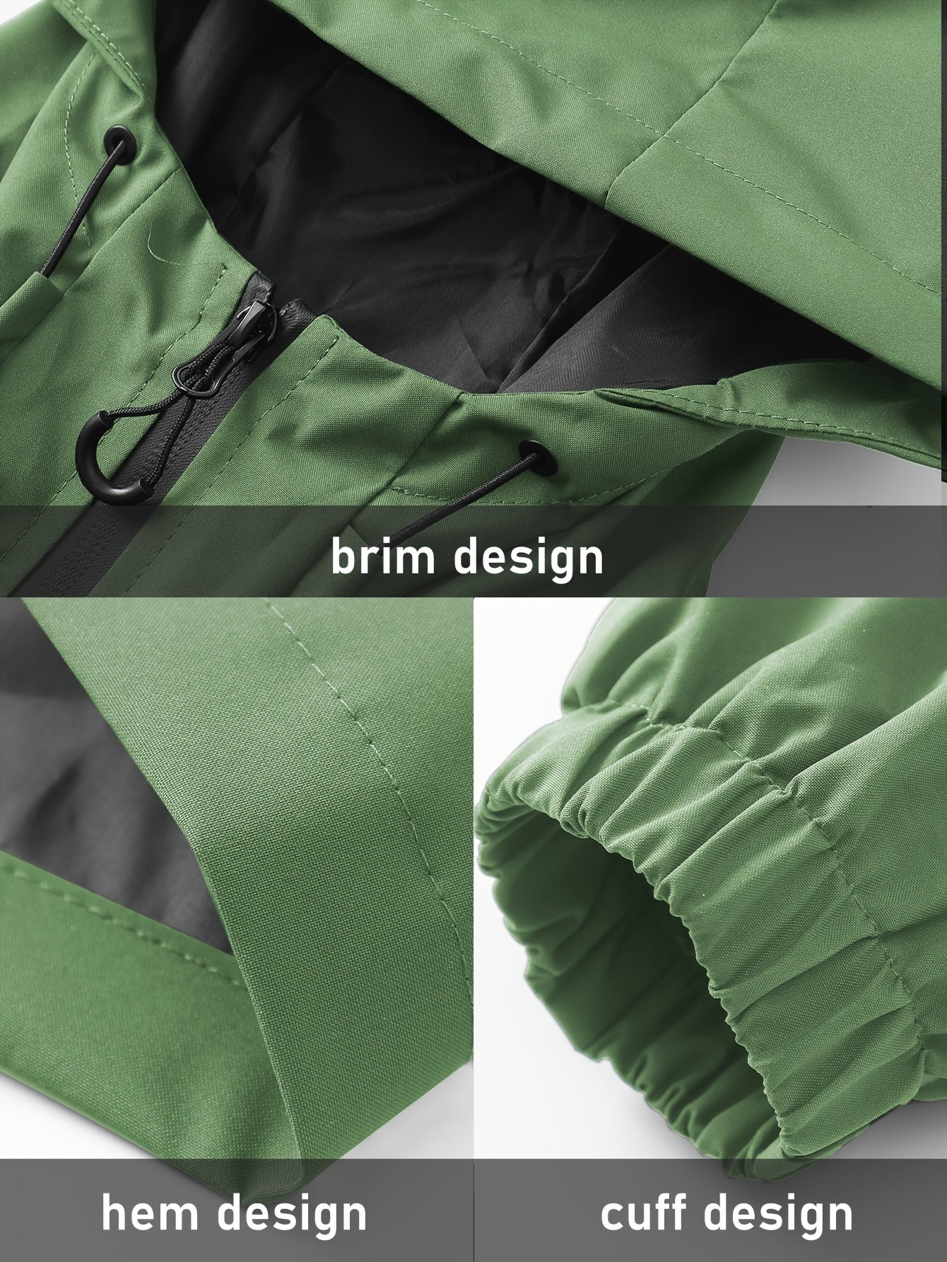 Men's Waterproof Windproof Hooded Jacket with Multi-Pockets Solid Color Outdoor Sports