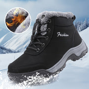 Women's Fleece-Lined Black Short Snow Boots Warm Waterproof Outdoor Shoes