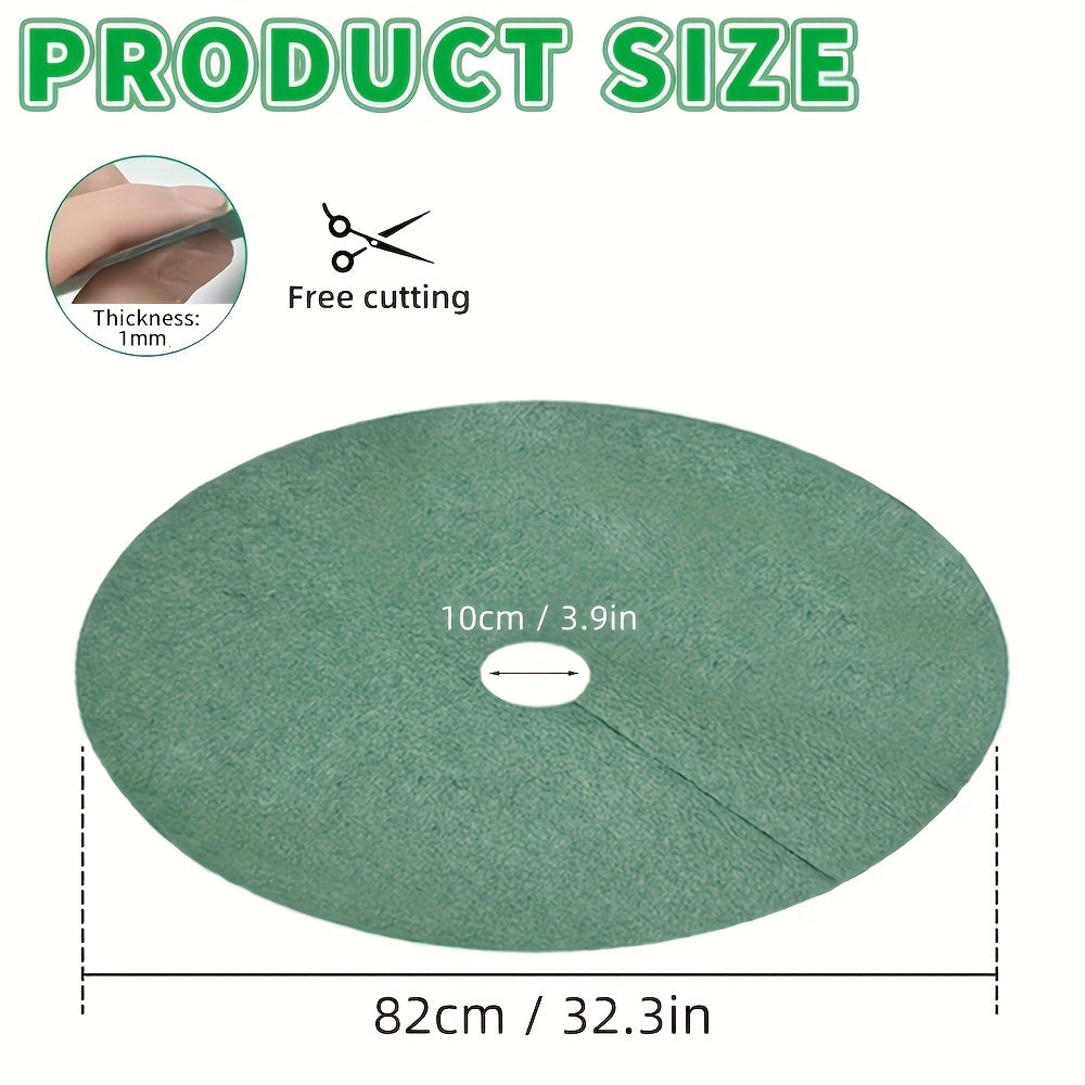 Green Reusable Tree Protector Rings Set of 6 Non-Woven Weed Barrier Mats Root Protection
