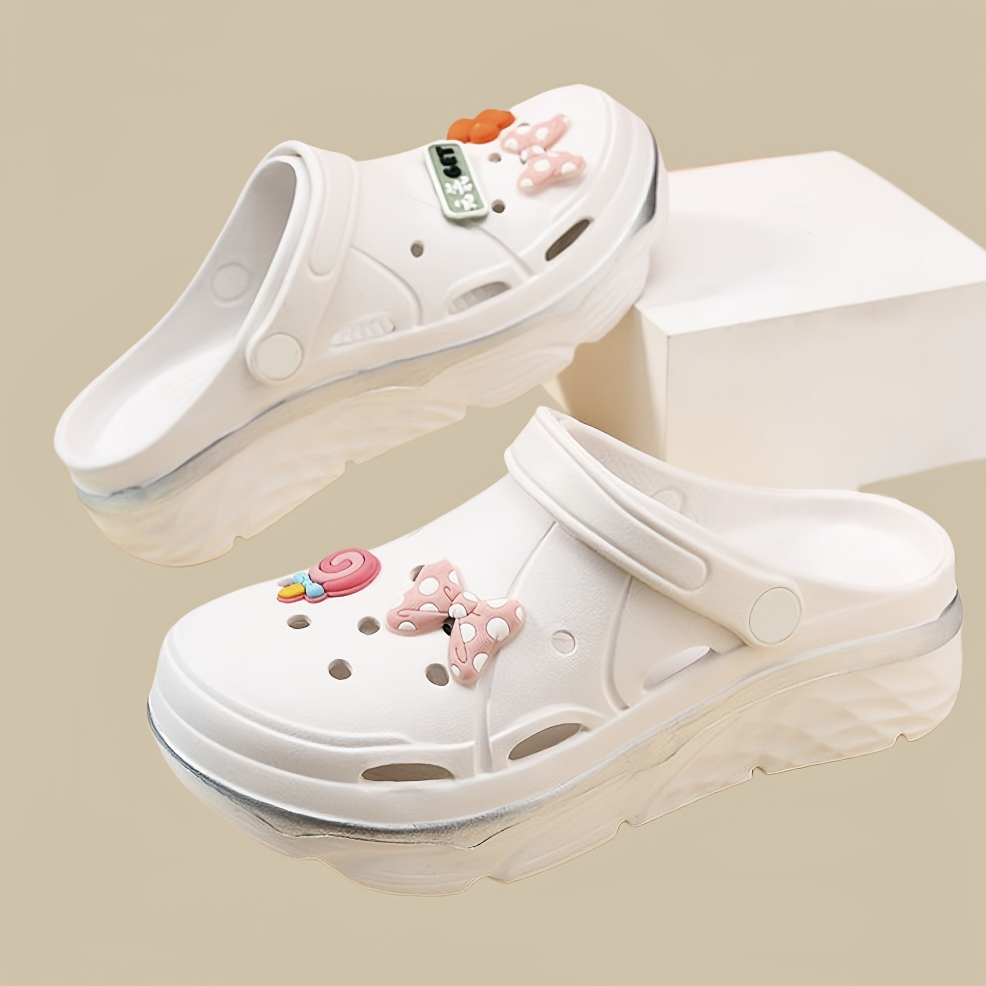 Women Breathable EVA Platform Shoes with Bow and Butterfly Accents