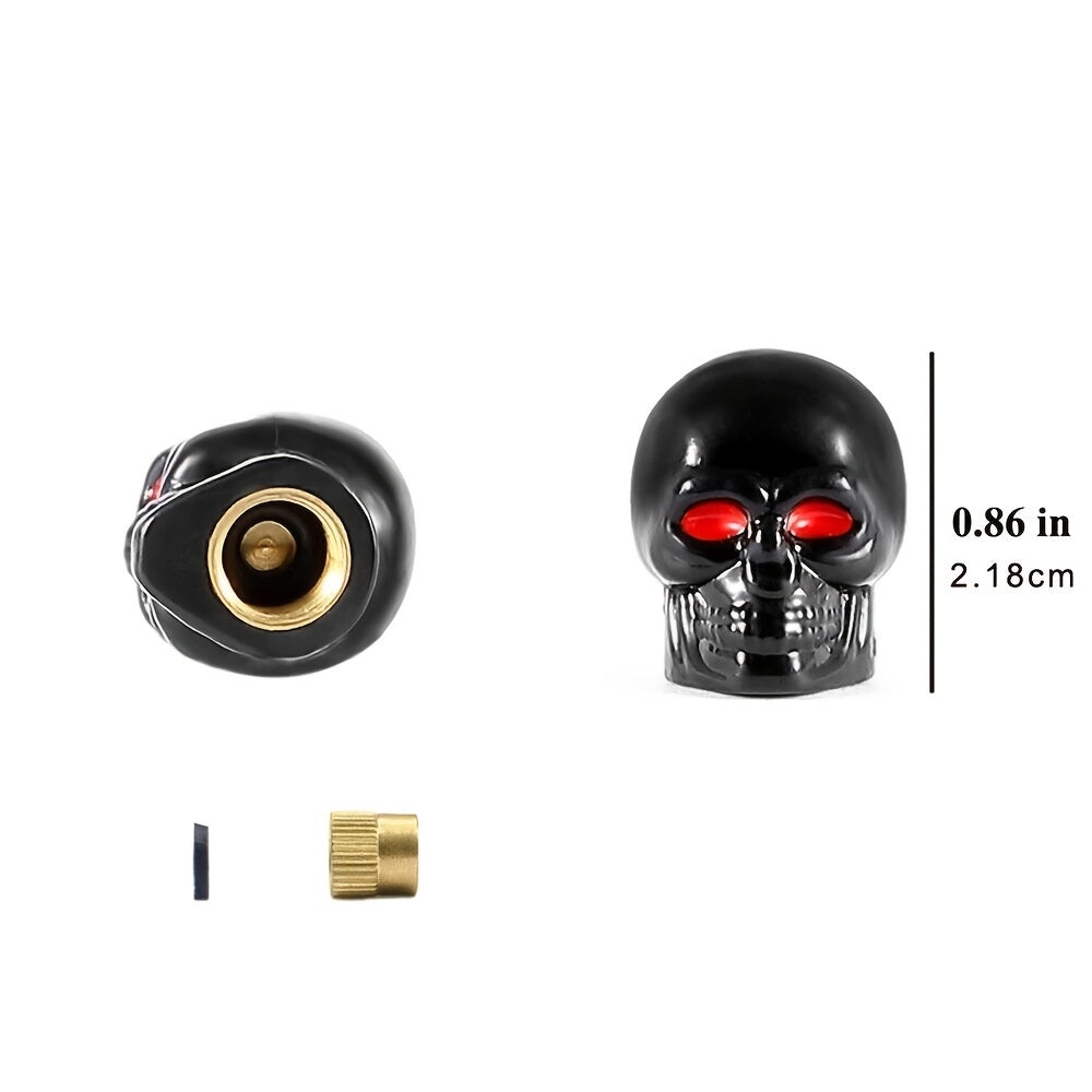 4Pcs Car Tire Valve Stem Caps Skull Style Copper Core Anti-Rust Wheel Accessories
