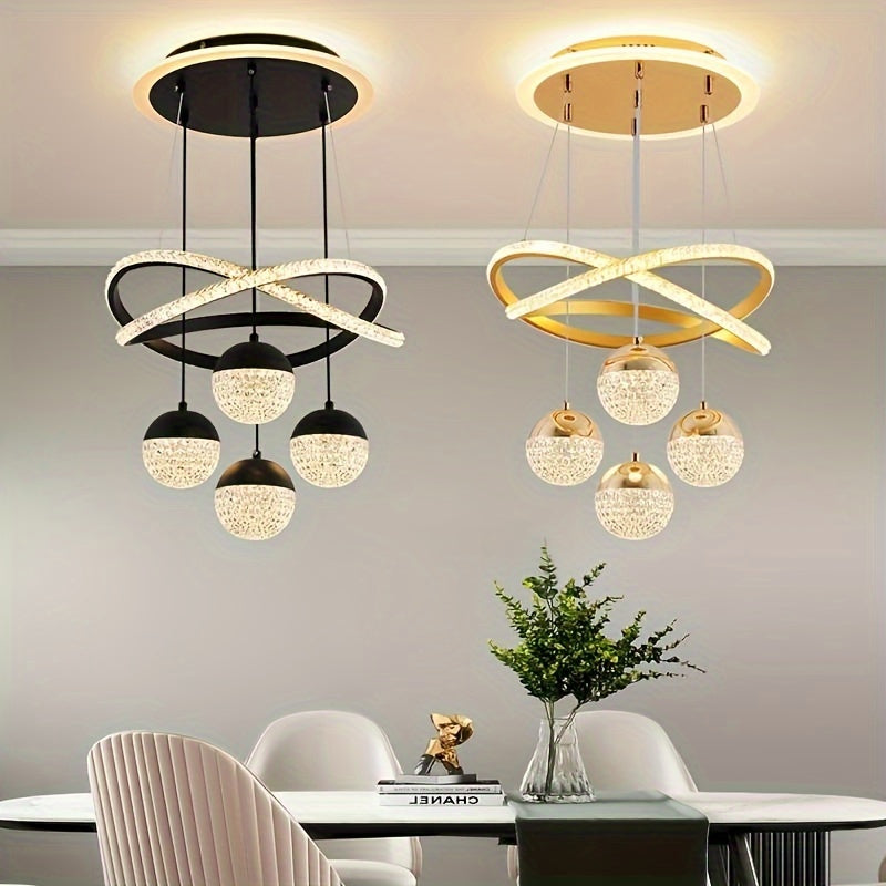 Contemporary Crystal LED Chandelier for Dining Living Rooms Bars Staircases