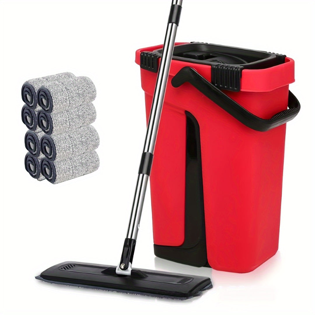 Microfiber Mop Set with 2 Reusable Pads, Stainless Steel Handle, Wet and Dry Cleaning