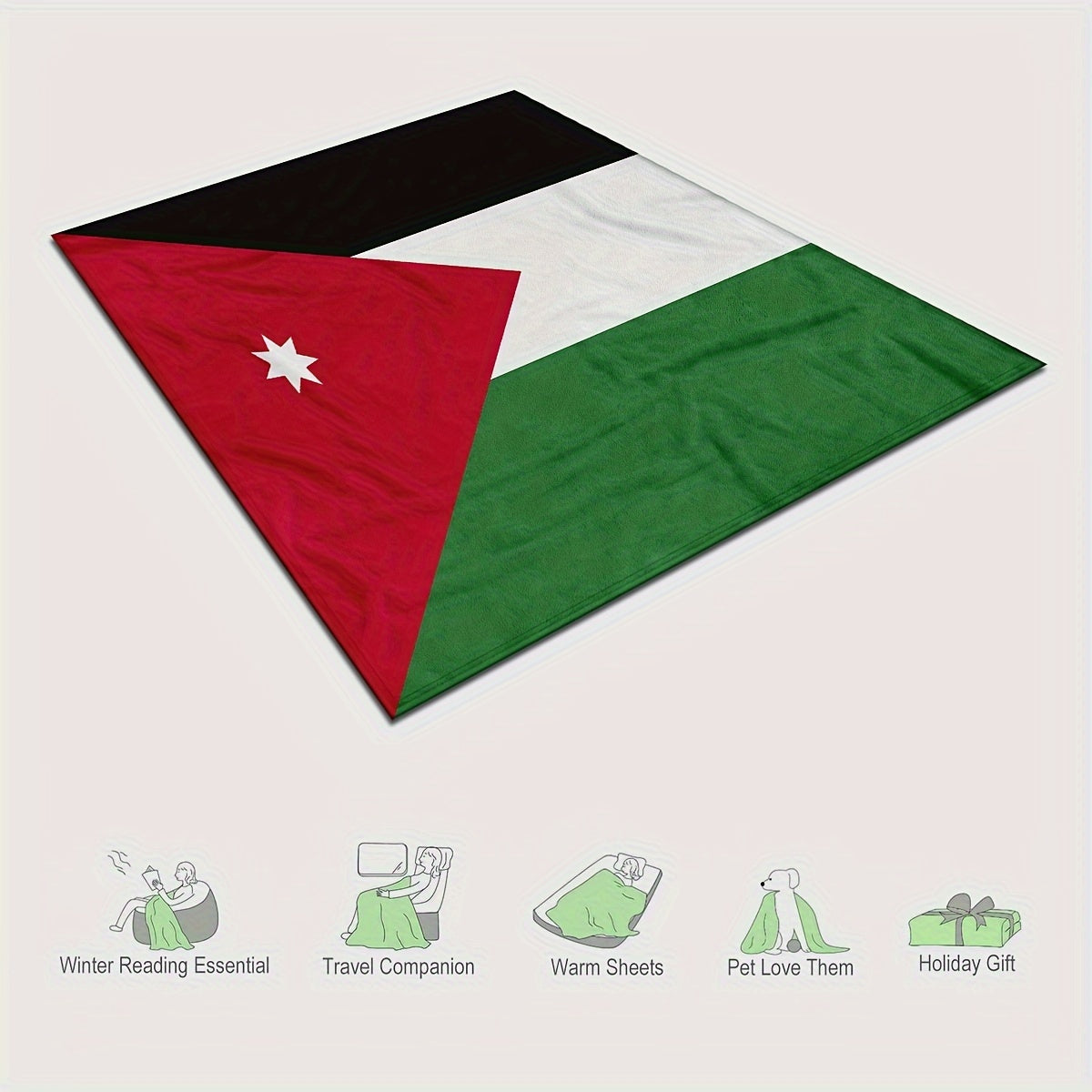 Flannel Blanket All-Season Throw for Home Office Travel with Flag Design