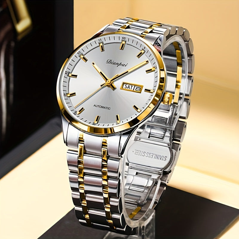 Men's Mechanical Watch Business Style Calendar Stainless Steel Band