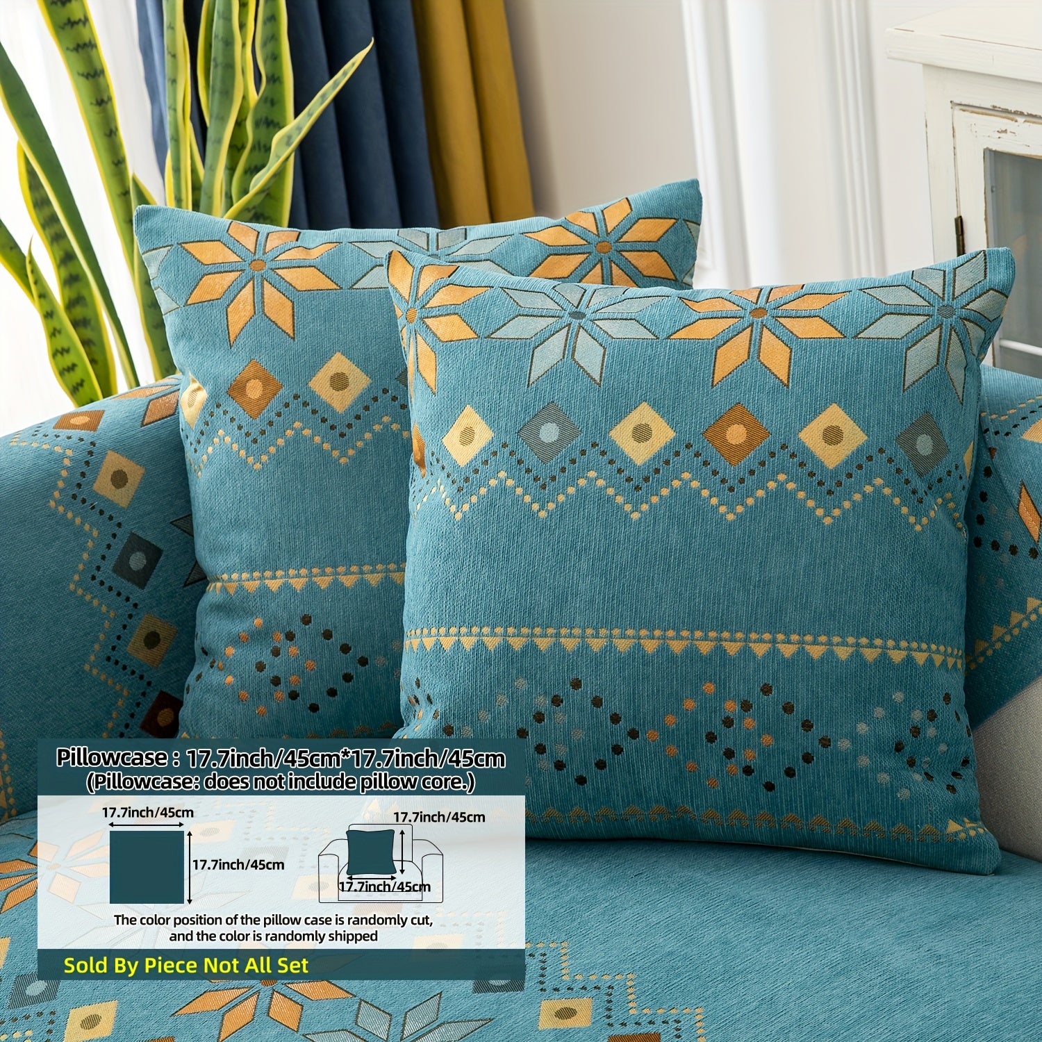 Bohemian Chenille Sofa Slipcover with Geometric and Floral Patterns for All-Season Use