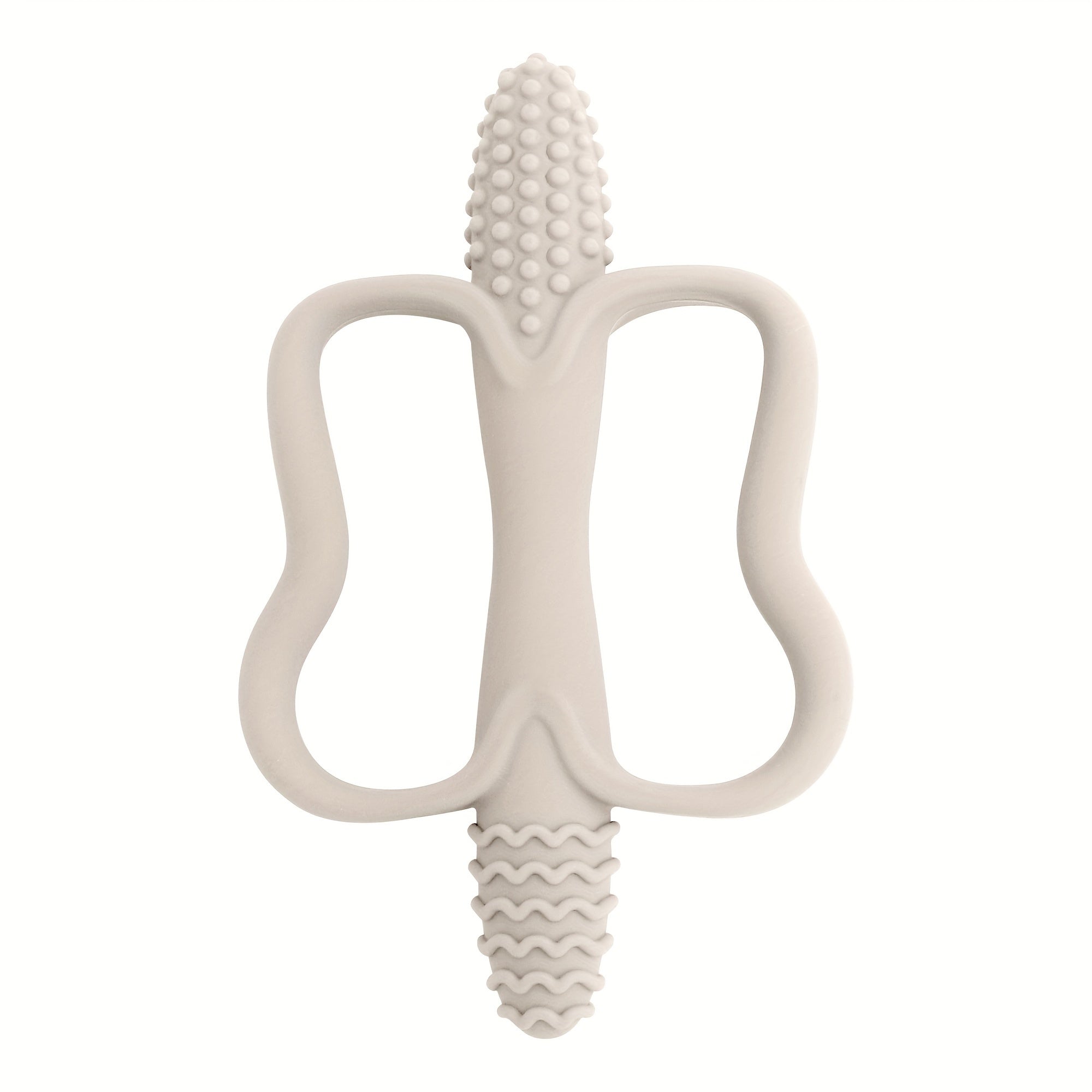 Детская силиконовая зубная нить с коркообразной ручкой, текстурированной поверхностью для кусания для детей старше 3 месяцев