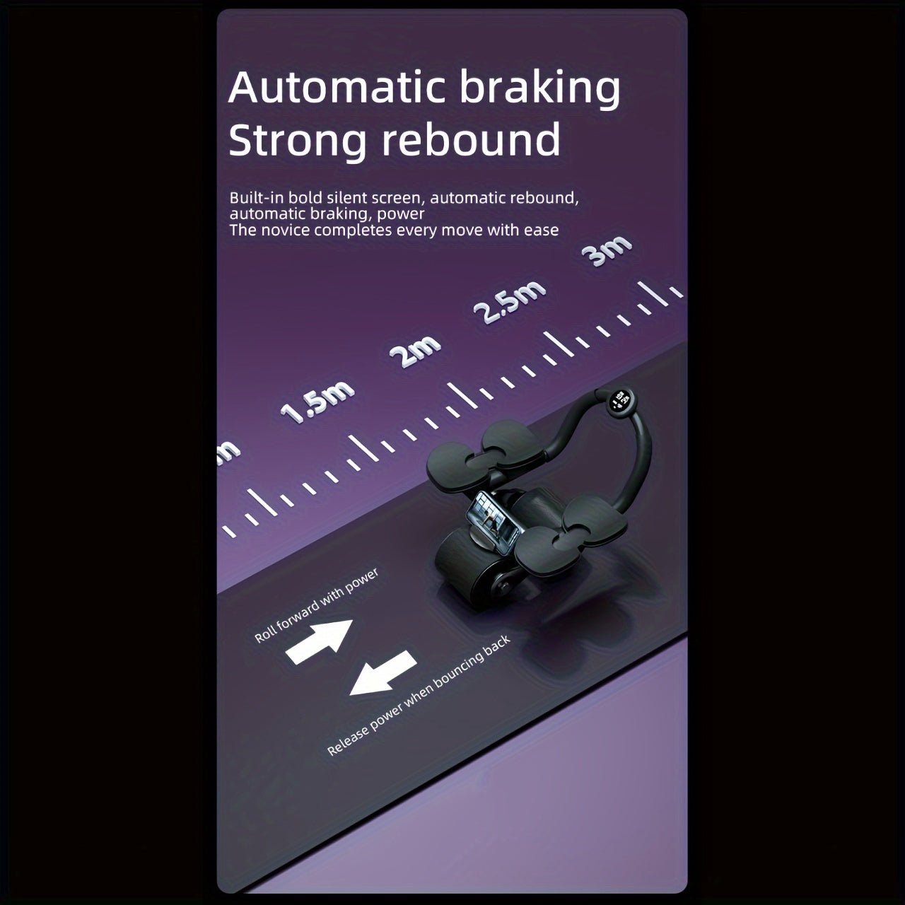 Автоматический ролик для пресса с возвратом для фитнеса, укрепления корпуса, с подсчетом и накладками на локти