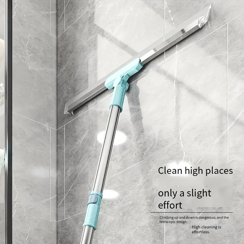 20-Inch Magic Broom with Retractable Silicone Scraper for Bathroom Kitchen Living Room