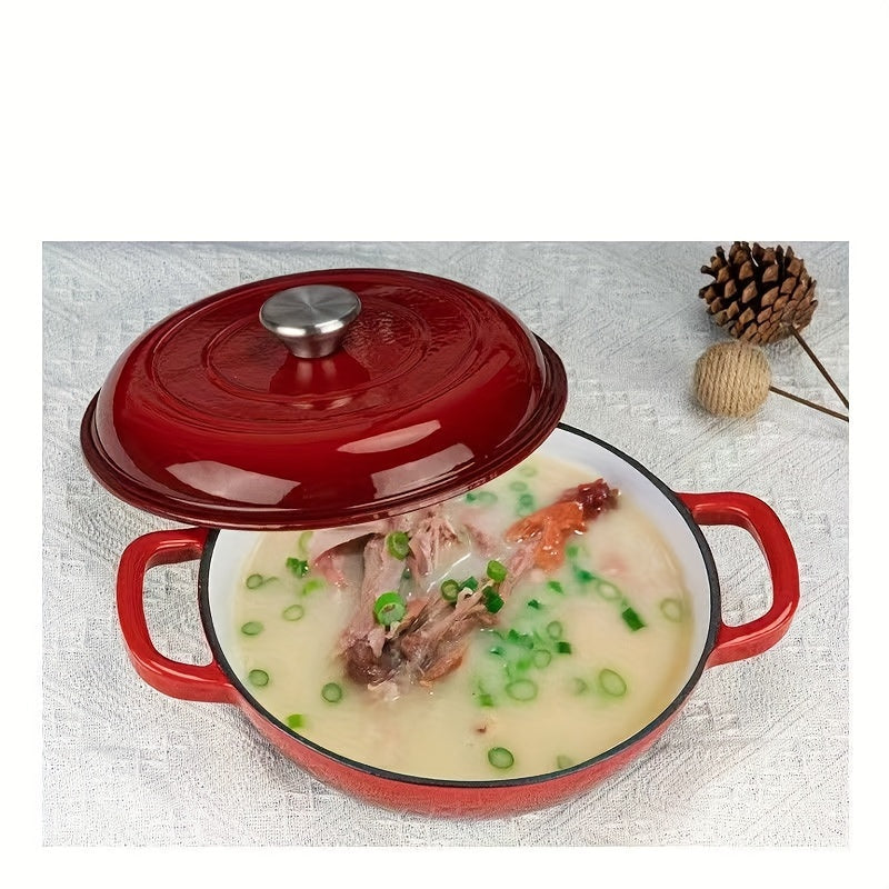 Enamel Cast Iron Skillet Non-Stick 10-Inch for Soups Seafood Home Kitchen