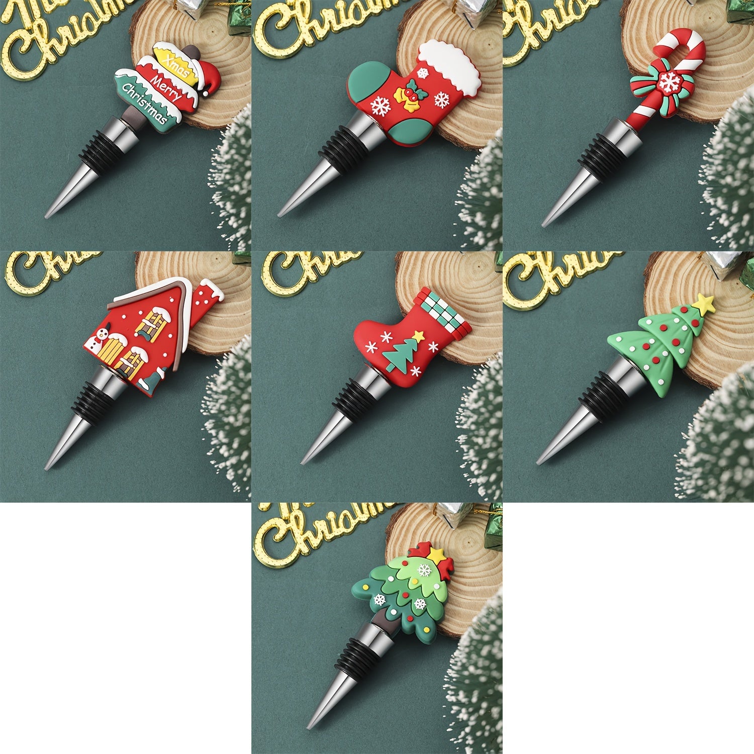 Вакуумная пробка для бутылки вина с силиконовой многоразовой пробкой, герметичная, сохраняет вино свежим. Идеально подходит для украшения на рождественской свадьбе и отличный подарок для любителей вина.