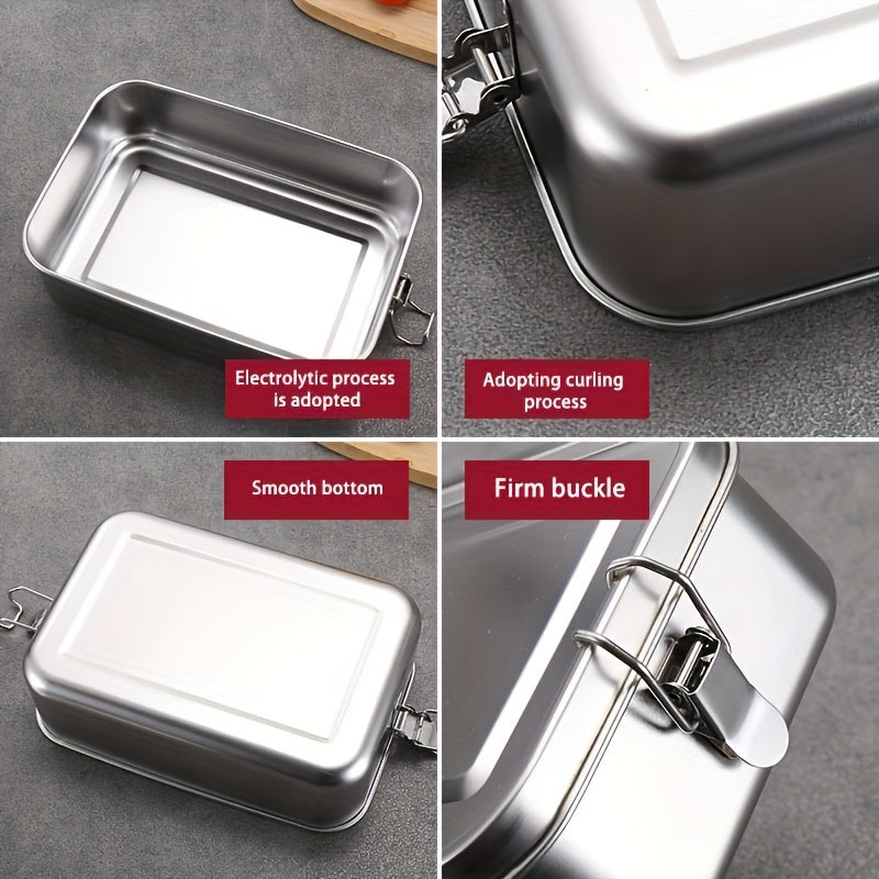 Герметичный ланч-бокс из нержавеющей стали — цельный, прочный и портативный, с герметичным отделением, идеально подходит для студентов и обедов на открытом воздухе