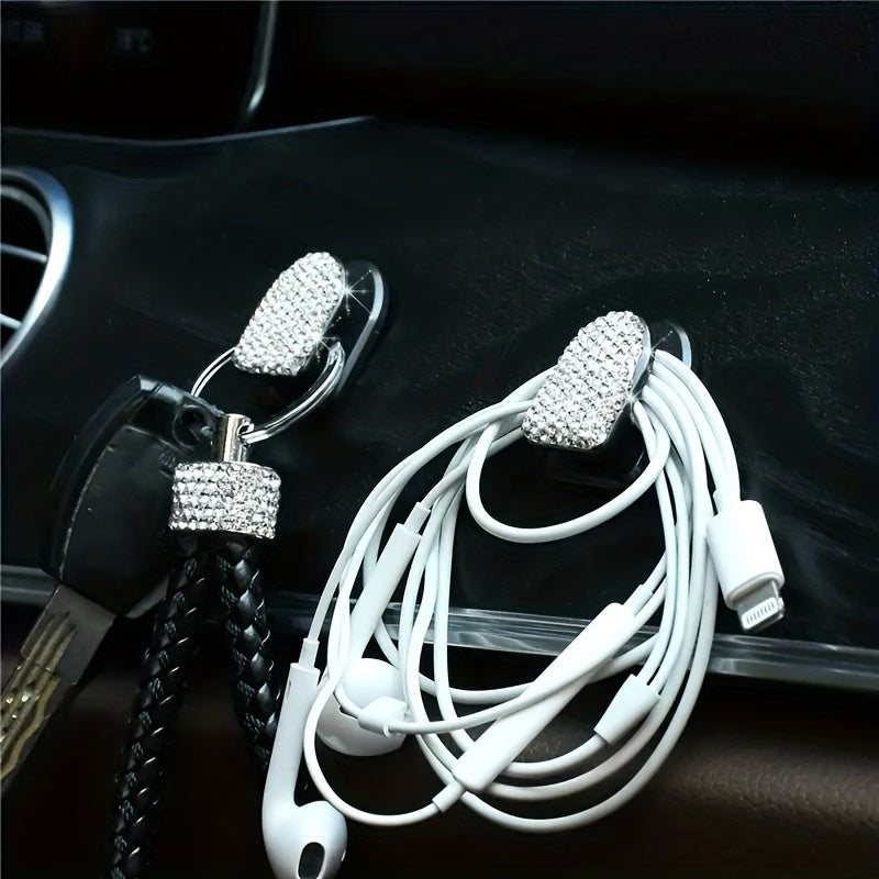 Unisex Rhinestone Car Hooks Decor with Sparkling Jewelry Style